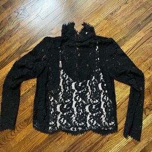 Aritzia Black Sheer Lace Blouse